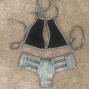 Metallic Mesh Top and Bottoms